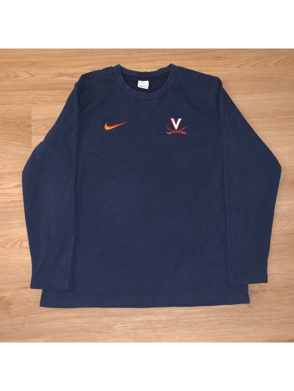 NIKE UVA VIRGINIA CAVALIERS WAFFLE KNIT PULLOVER CREWNECK SWEATSHIRT MENS XL